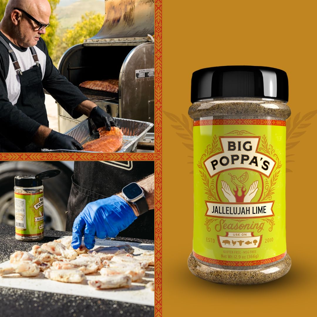 Big Poppas Jallelujah Lime Seasoning - Gluten, Msg-Free Lime Salt Seasoning - Ideal For Tacos, Seafood And Beyond! (12.9 Oz)