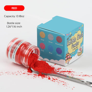 Jelife Red Edible Luster Dust - 5 Grams Food Grade Cake Dust Shimmer Powdered, Edible Metallic Powder Food Coloring for Cake Dec
