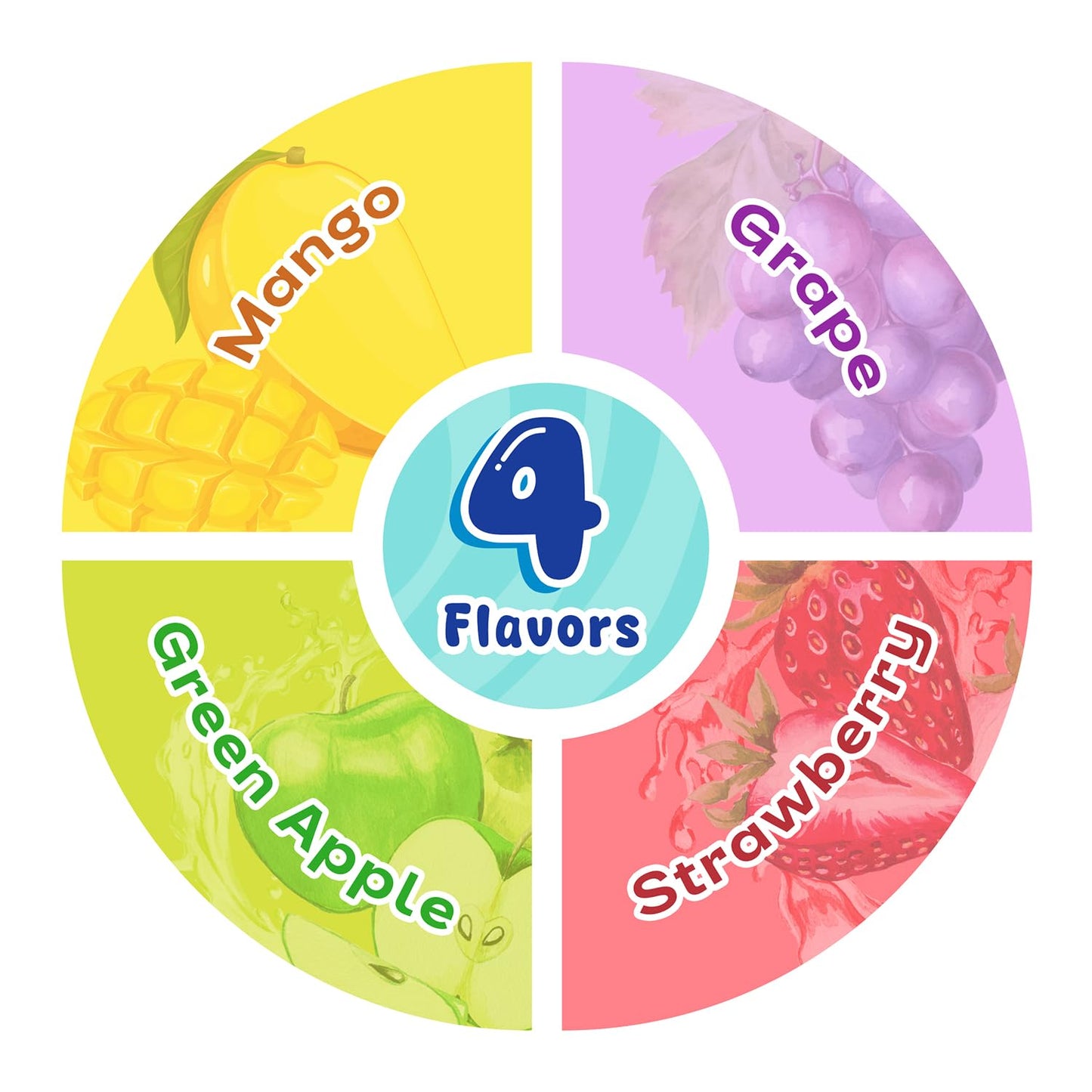 Hi Chew 4 Flavors, Bulk 165+ Pieces, 2 Pound (Hi Chew Fruit Strawberry, Mango, Green Apple, Grape) (4 Flavors, 2 Pound)