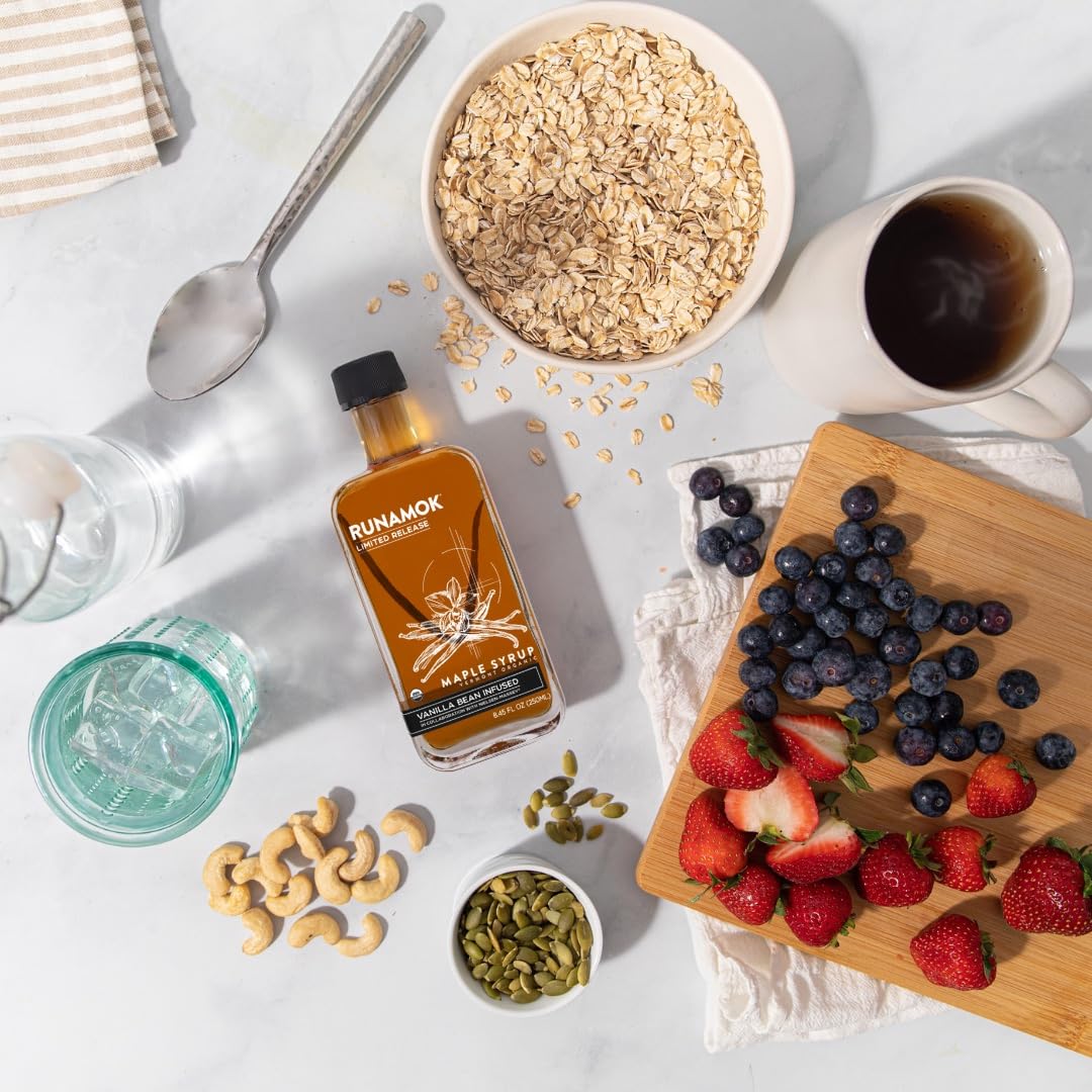 Runamok Maple Vanilla Bean Infused Maple Syrup, Gluten Free, 8.45 Fl Oz (250mL)