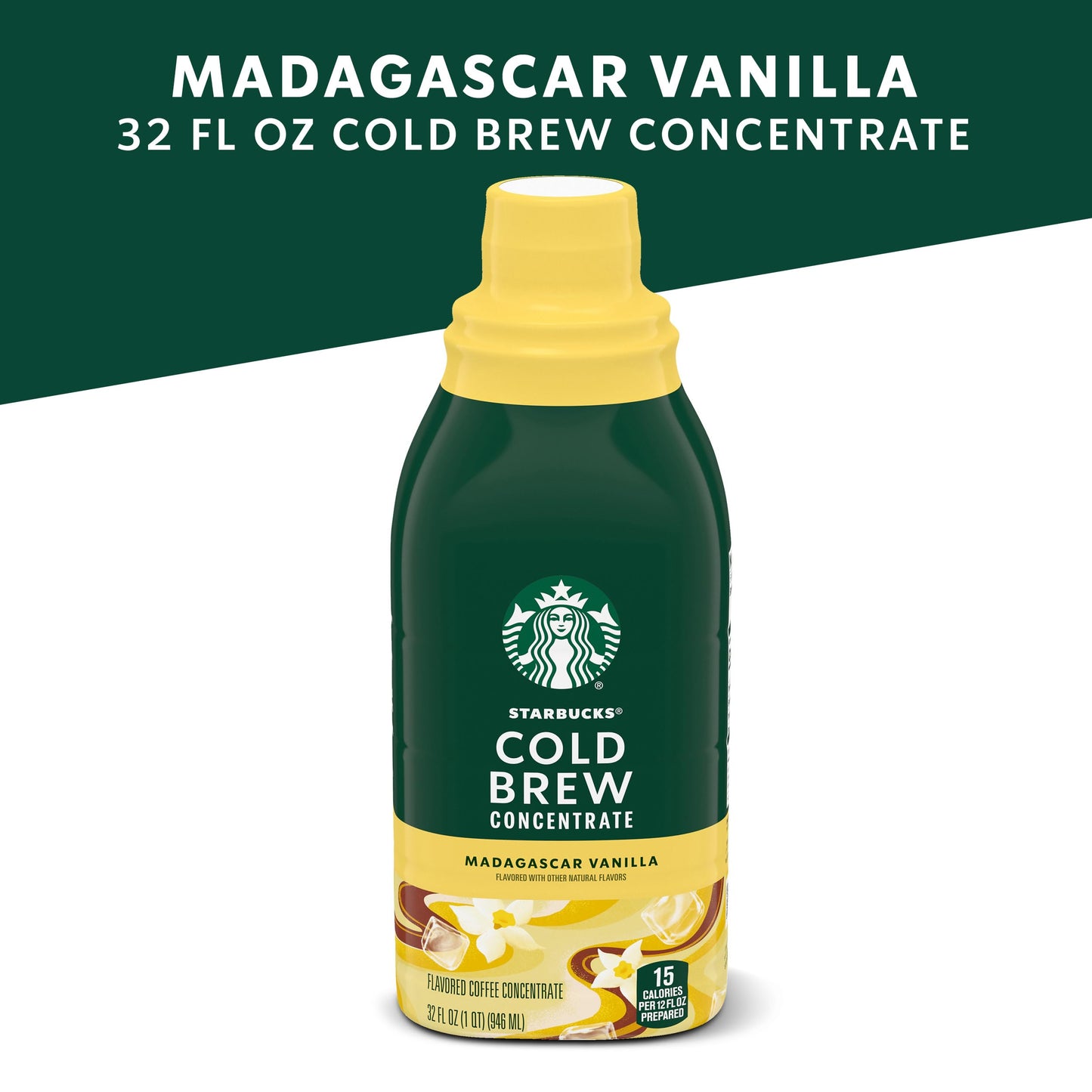 Starbucks Cold Brew Coffee Concentrate, Naturally Flavored Madagascar Vanilla, 100% Arabica, Multi-Serve Bottle (32 Fl Oz)