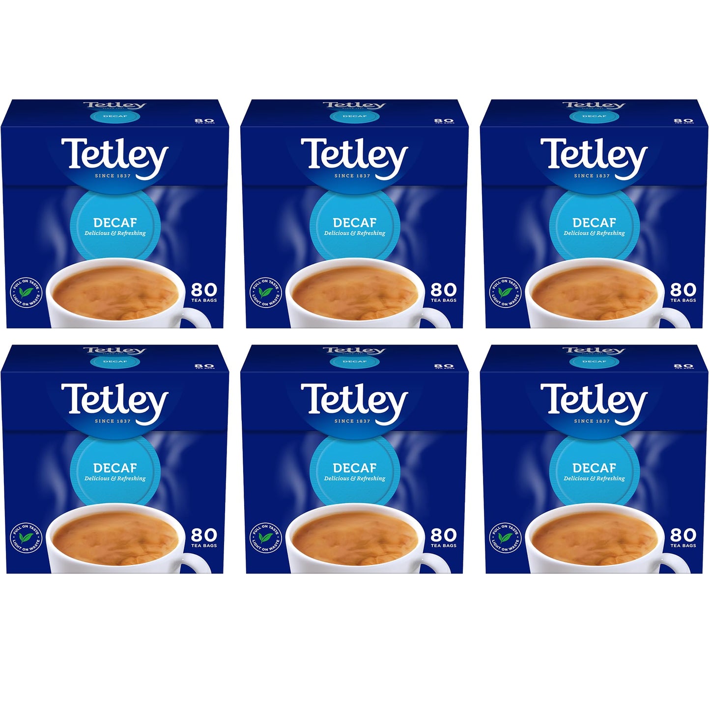 Tetley Decaf 80 Teabags 250 G (Pack Of 6, Total 480 Teabags)