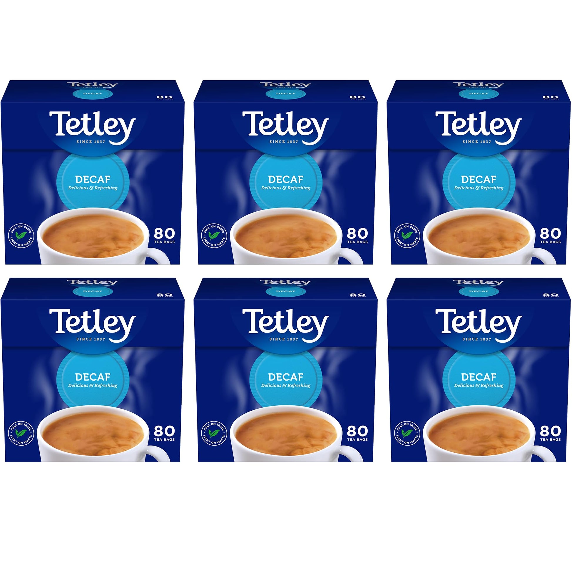 Tetley Decaf 80 Teabags 250 G (Pack Of 6, Total 480 Teabags)