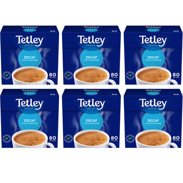 Tetley Decaf 80 Teabags 250 G (Pack Of 6, Total 480 Teabags)