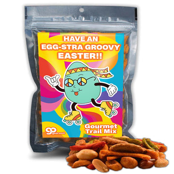 Extra Groovy Easter Gourmet Snack Mix Salty Crunchy Healthy Basket Fillers for Teens 60s Retro Vintage Dyed Egg Roller Skates Pe