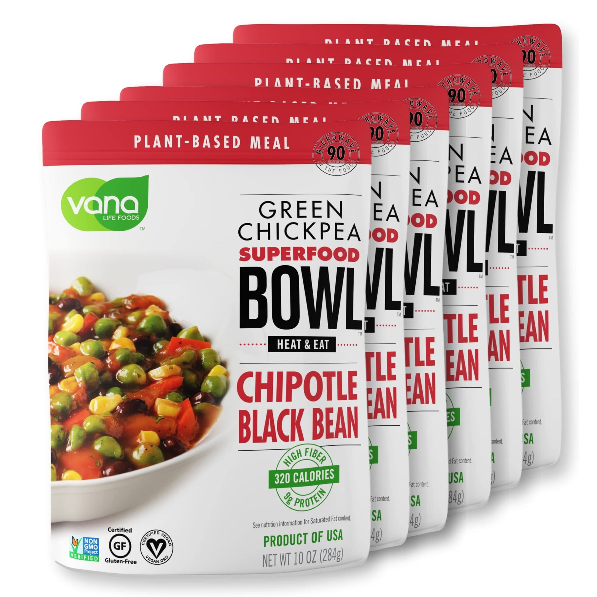 Vana Life'S Foods Plant Based Ready Meal - Green Chickpea Superfood Bowl Heat And Eat Microwaved Cooked Bowl | Product Of The Us