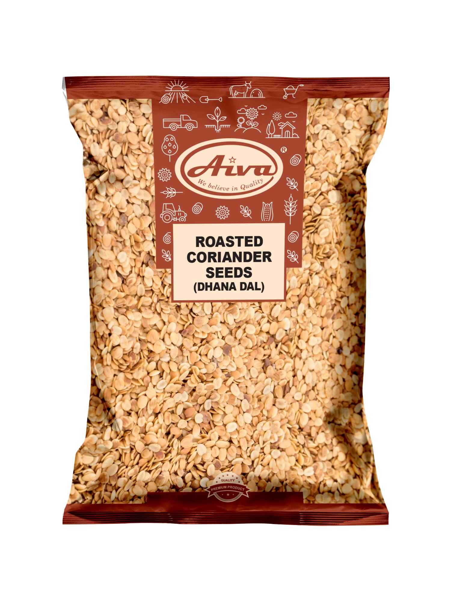 Aiva Roasted Coriander Seeds (Dhana Dal) 14 oz Bulk | Crunchy Snack & Flavorful Spice for Cooking and Garnishing