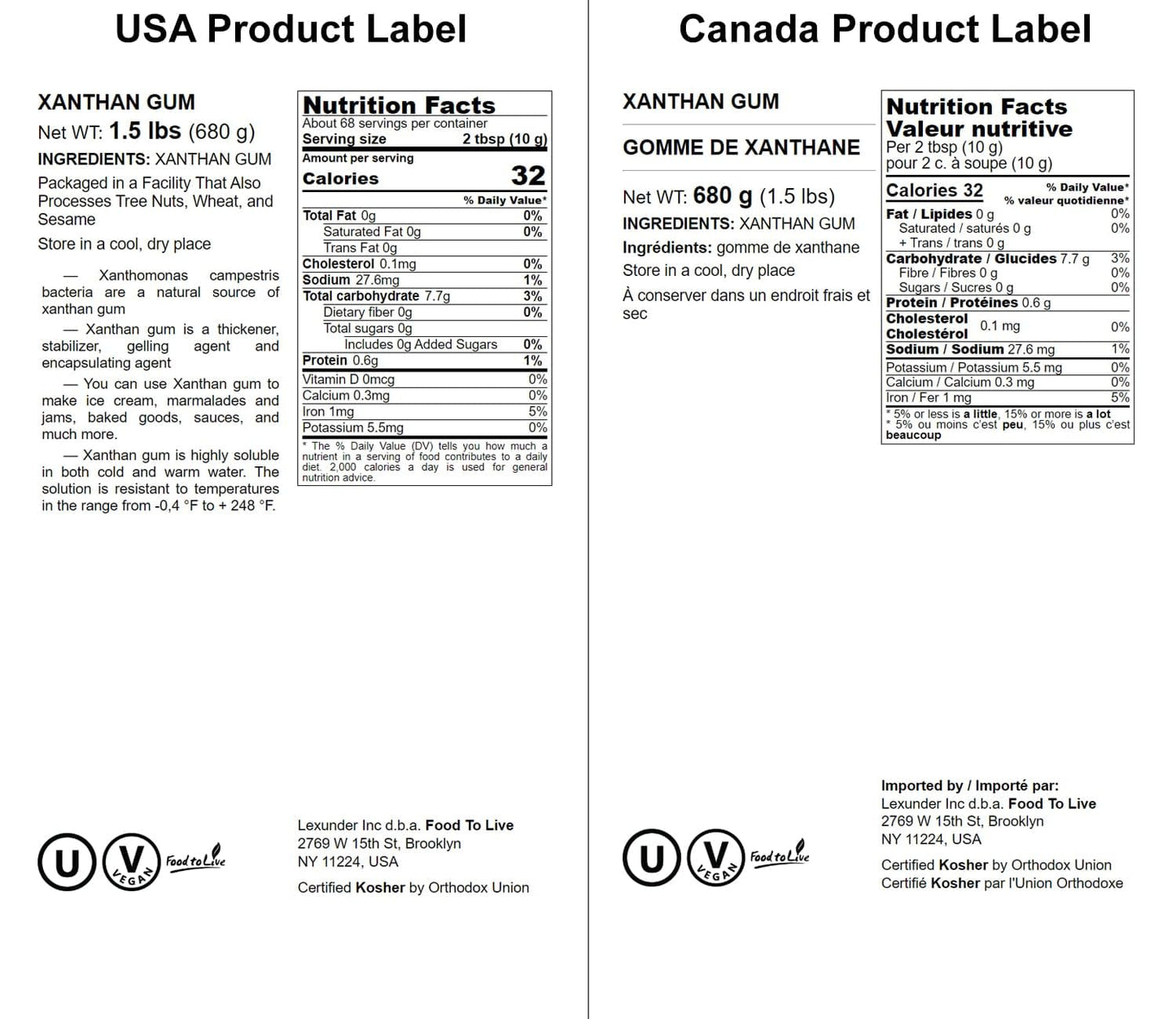 Food To Live Xanthan Gum, 1.5 Pounds - Kosher, Vegan, Keto Friendly, Pure Powder, Bulk, Great For Baking