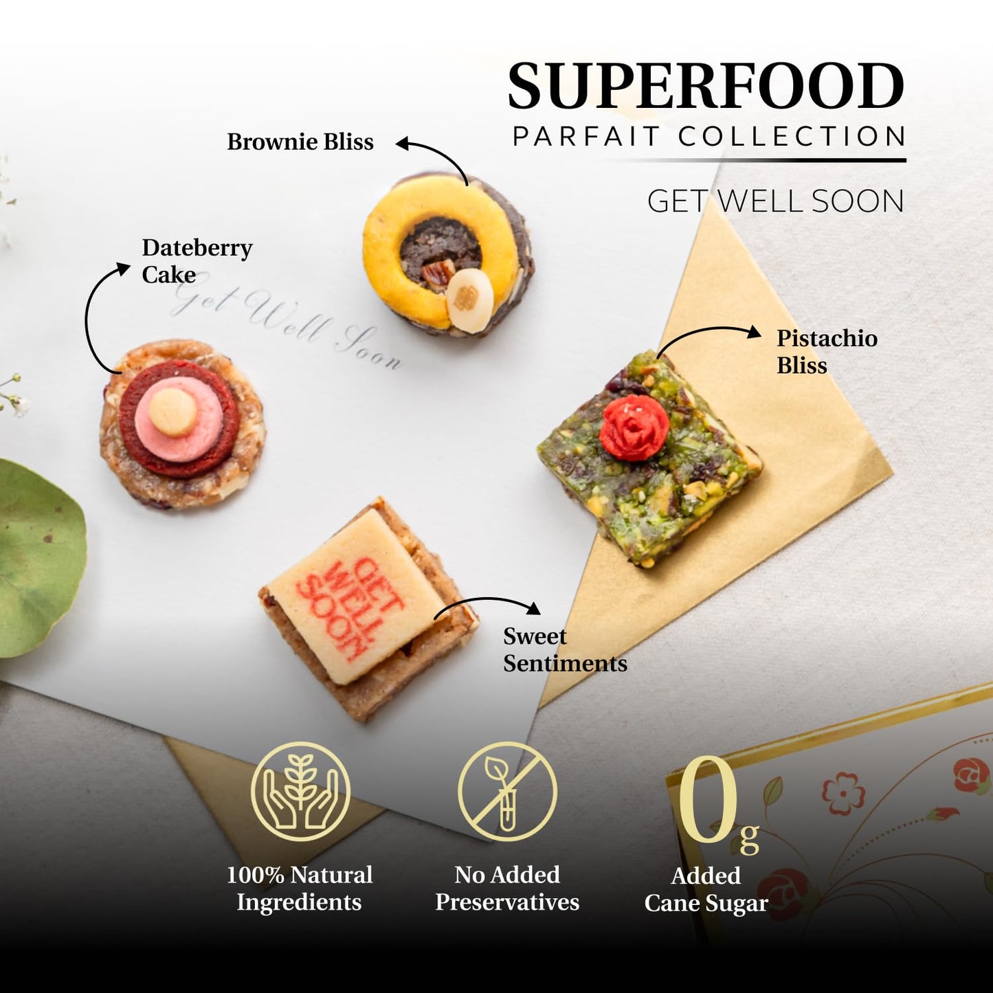 Laumire Gourmet Fruits - Superfood Parfait Collection [Get Well Soon Edition] - Square (16 Pcs) - Healthy Get Well Soon Gift Bas