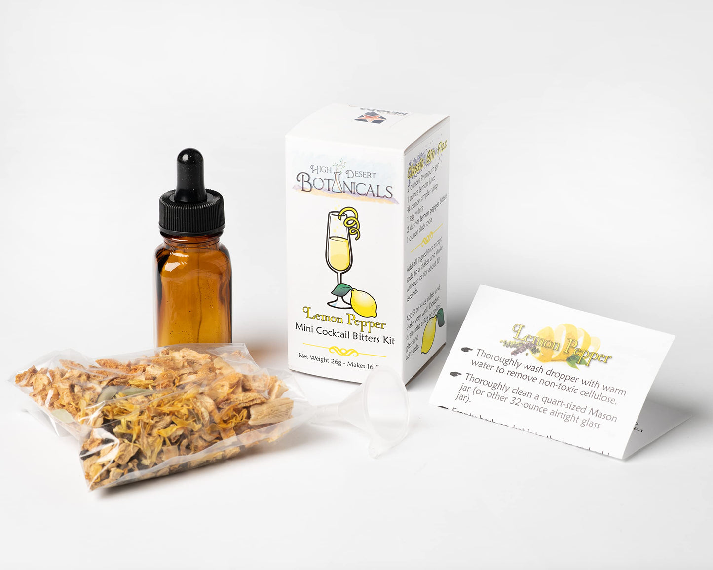 High Desert Botanicals Lemon Pepper Cocktail Bitters Kit - 200 Servings for Crafting Delicious Drinks