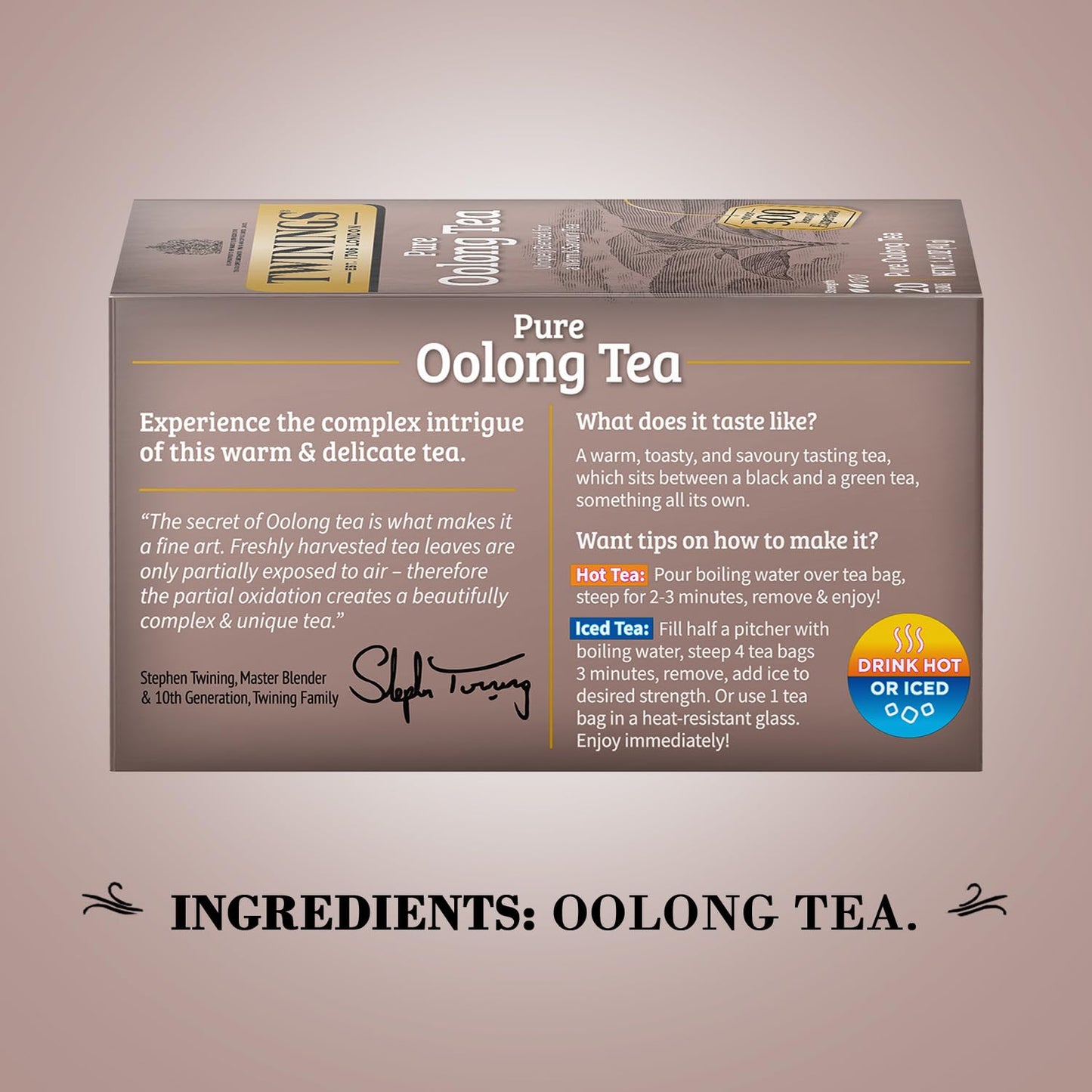Twinings Pure Oolong Tea - Golden Caffeinated Tea, Individually Wrapped Tea Bags, 20 Count
