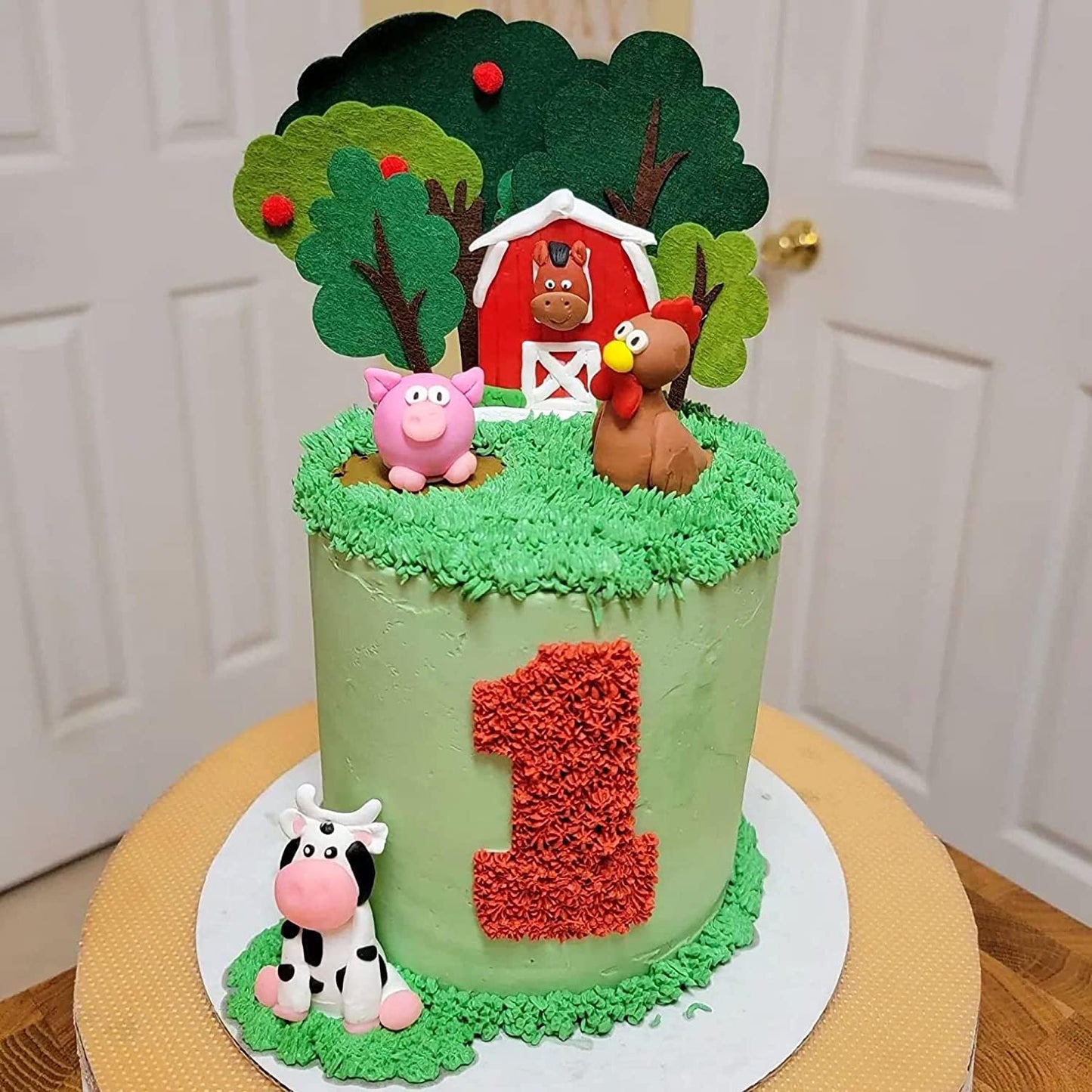 Jevenis Farm Animal Cake Decoration Farm Animal Birthday Cake Topper Cow Cake Decoration For Farm Animal Baby Shower Birthday Pa