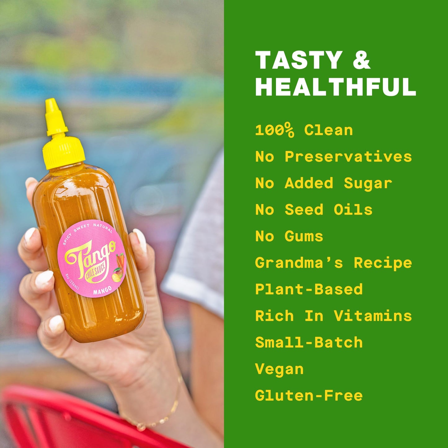 Tango Mango Tango Hot Sauce - Sweet & Spicy - 8oz Squeeze Bottle - Vegan, Gluten-Free
