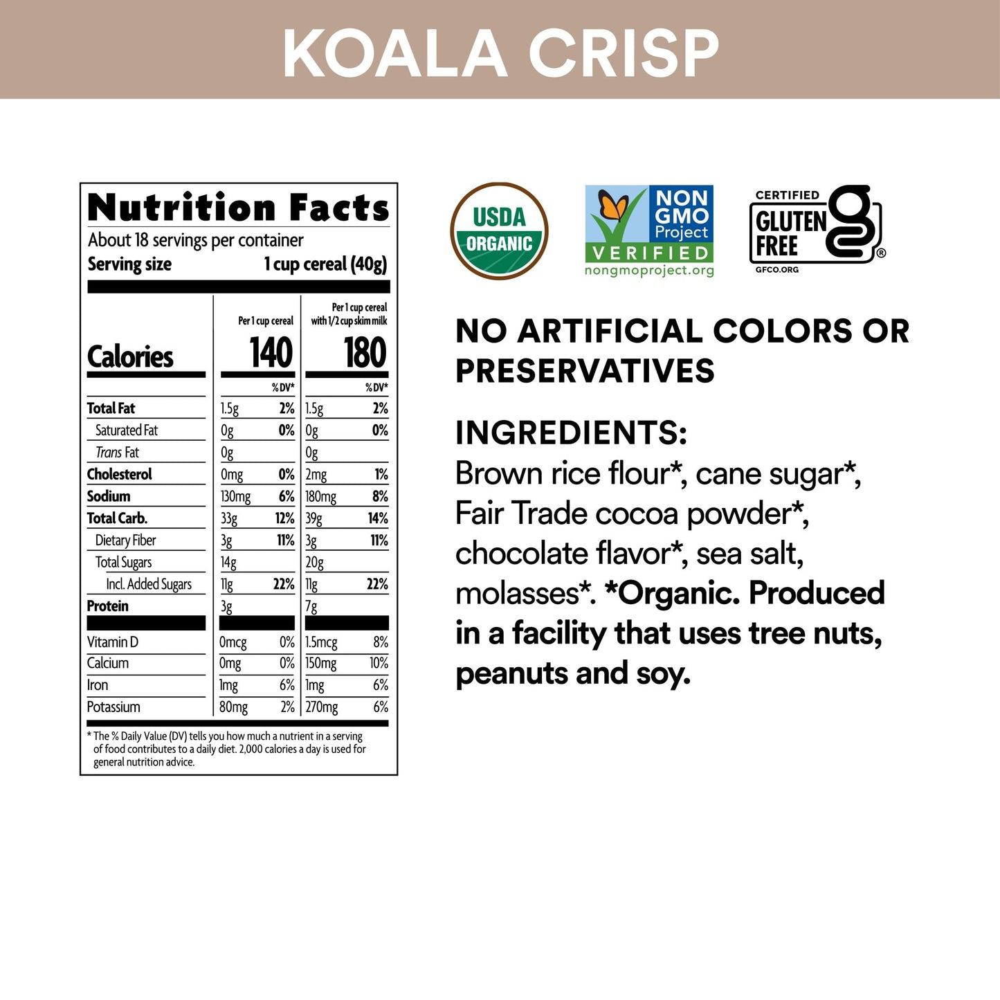 Envirokidz Koala Crisp Organic Chocolate Cereal, 1.6 Lbs. Earth Friendly Package (Pack Of 6), Gluten Free, Non-Gmo, Fair Trade,