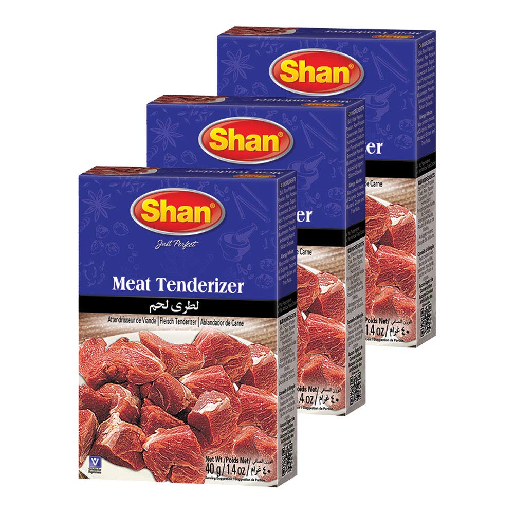 Shan - Natural Meat Tenderizer Powder - Papaya Based Seasoning Mix, 1.4 oz (40g) (Pack of 3)