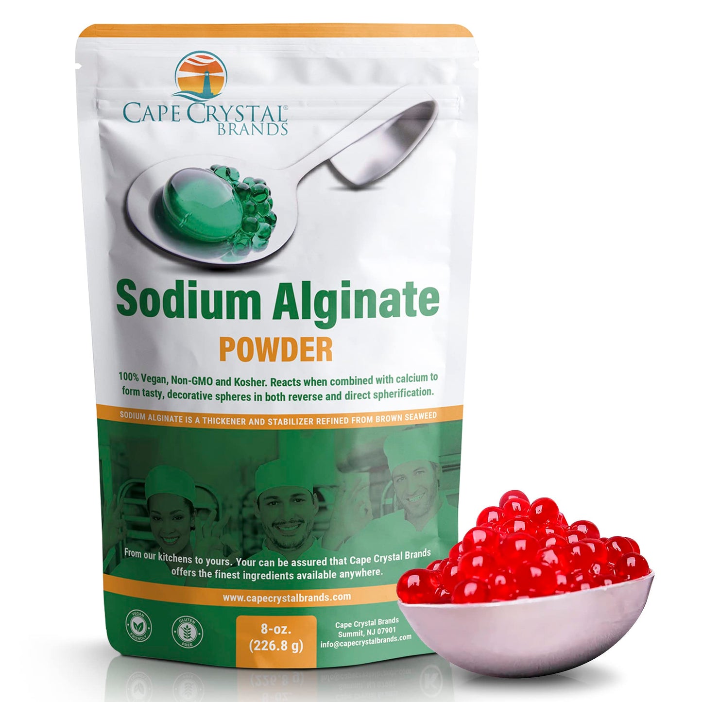 Sodium Alginate 100% Food Grade | Natural Thickening Powder & Gelling Agent For Cooking (2-Oz.)
