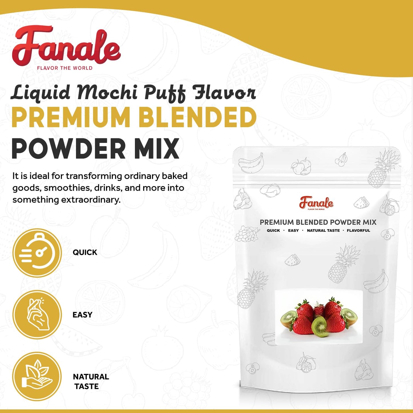 Fanale Premium Mochi Puff Bubble Tea Flavoring Powder | Perfect For Baking, Smoothies, Desserts And Drinks | Instant Flavoring P