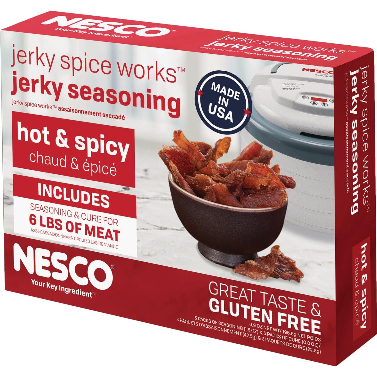 Nesco BJH-3, Jerky Spice Works, Hot-N-Spicy Flavor, 3Count, Green, 6.9 Ounce (Pack of 1), (BJH-6)