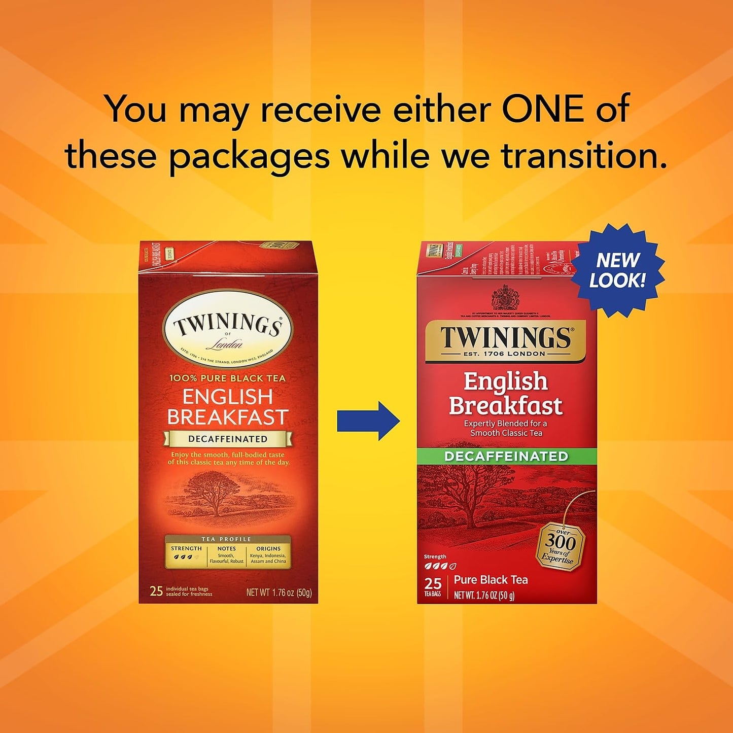 Twinings Classics Naturally Decaffeinated English Breakfast Tea -- 25 Count (Pack Of 1)