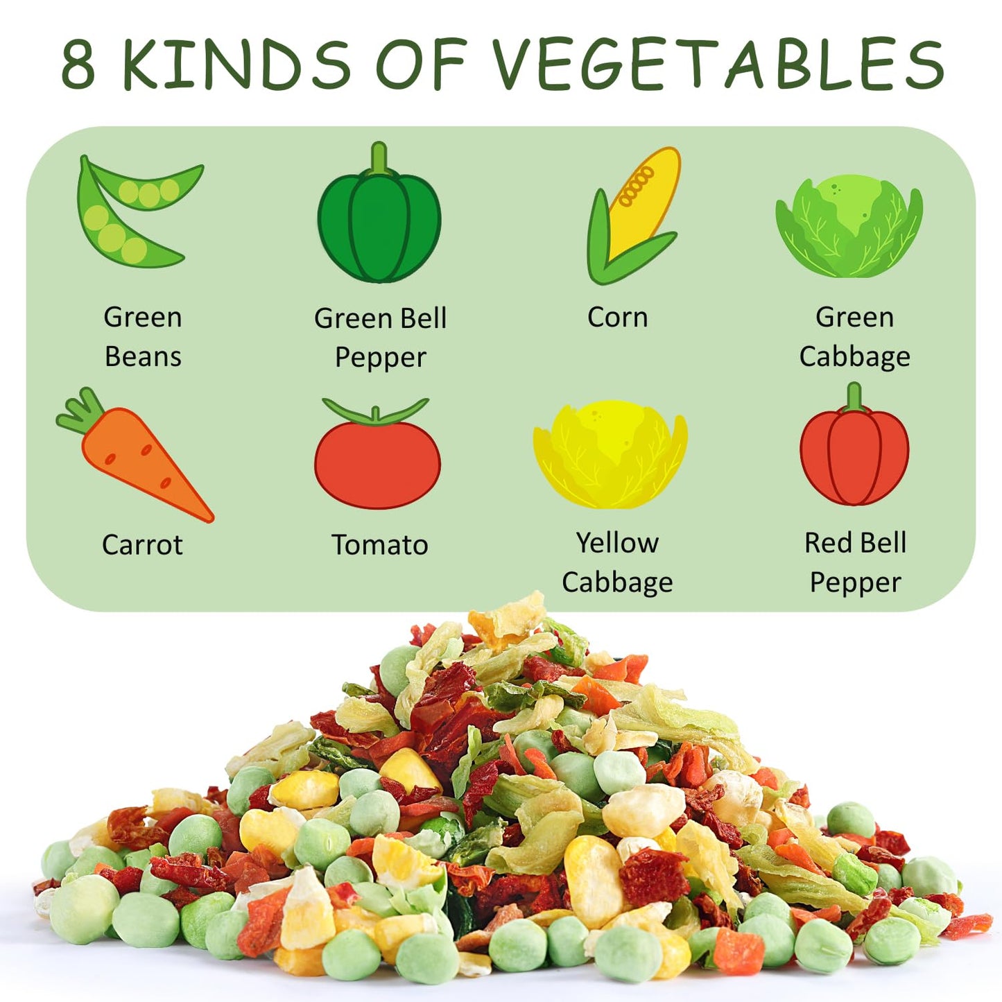 Dried Ramen Toppings, Dehydrated Vegetables Flakes, 8 Kinds Of Freeze Dried Veggies, No Gluten & No Allergen, For Cooking, Campi