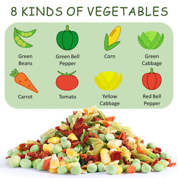 Dried Ramen Toppings, Dehydrated Vegetables Flakes, 8 Kinds Of Freeze Dried Veggies, No Gluten & No Allergen, For Cooking, Campi