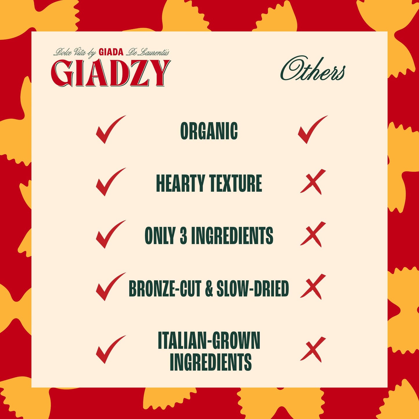 Giadzy By Giada De Laurentiis 3 Pack Organic Pasta - Includes Nodi Marini, Ziti Rigati, Fusilli Corti - Made In Italy, Artisanal