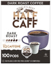 Worlds Best Half Caff Dark Roast Coffee 100ct. Solar Energy Produced Recyclable Single Serve Dark Roast Coffee Pods - 100% Arabica Coffee California Roasted  KCup Compatible