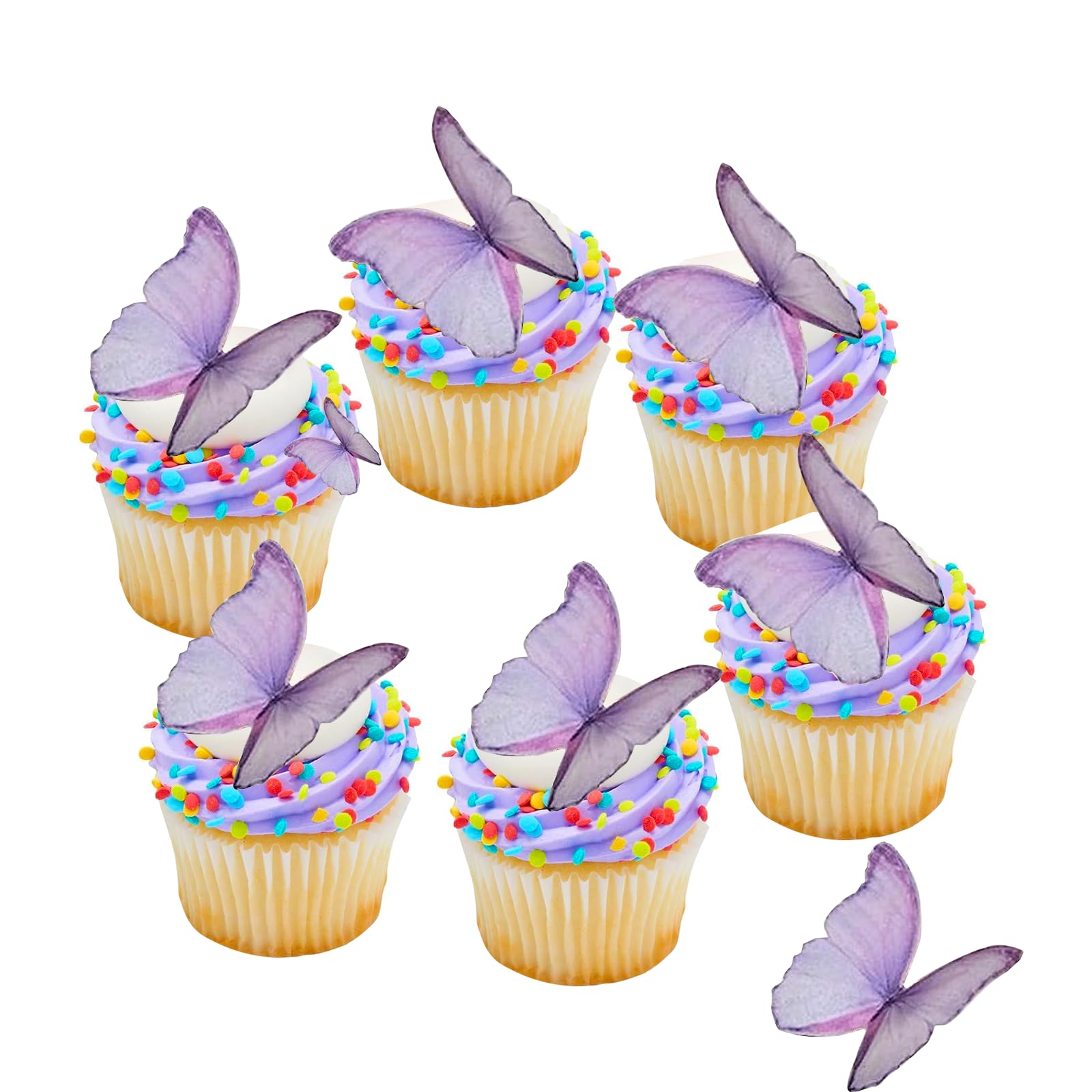 48Pcs Edible Butterflies Cake Topper Edible Butterfly Cupcake Toppers Wafer Paper Butterflies Edible Butterfly Cake Decorations