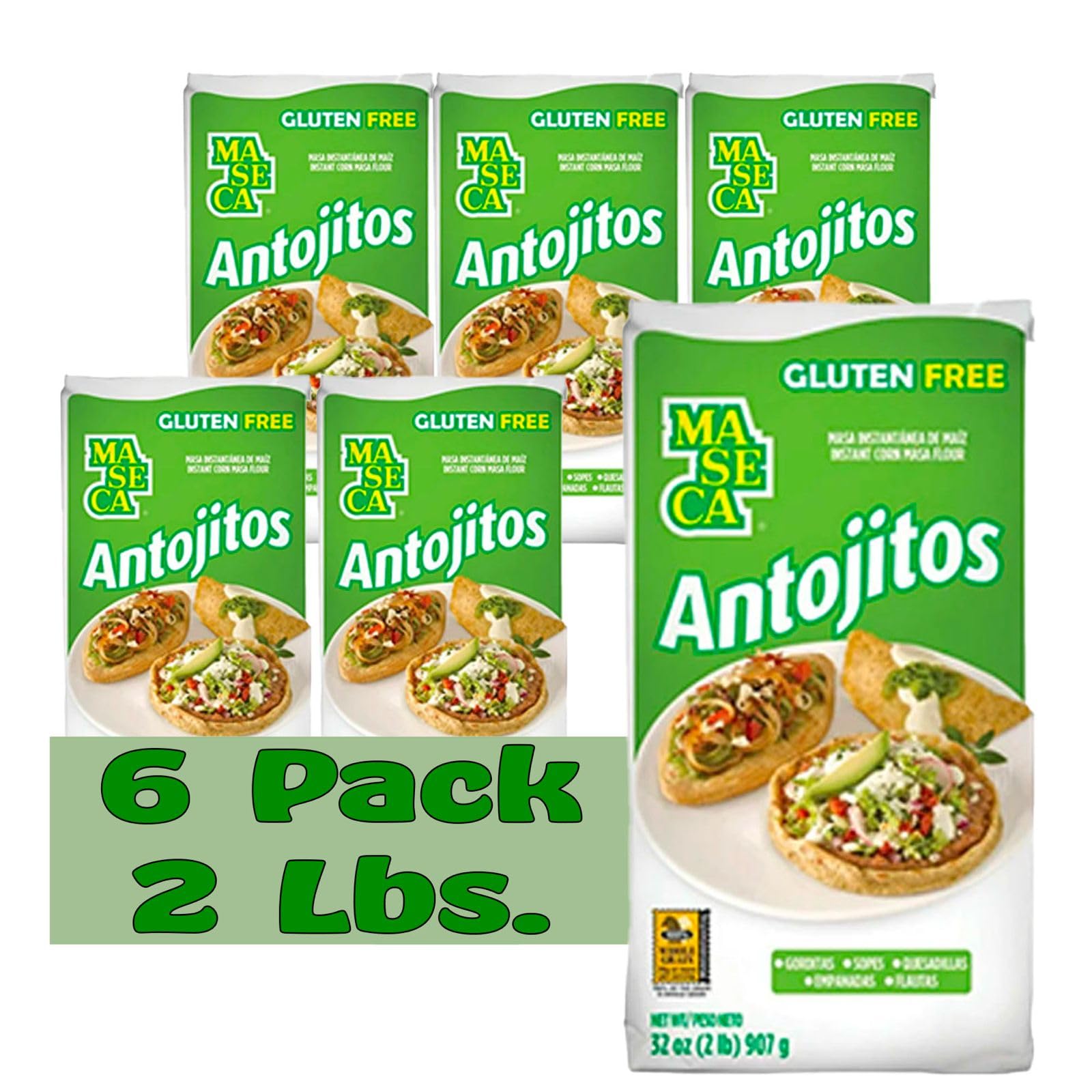 Maseca Antojitos Gluten Free Harina de Maiz (Corn Flour) 2 Lbs Bag 6 Pack