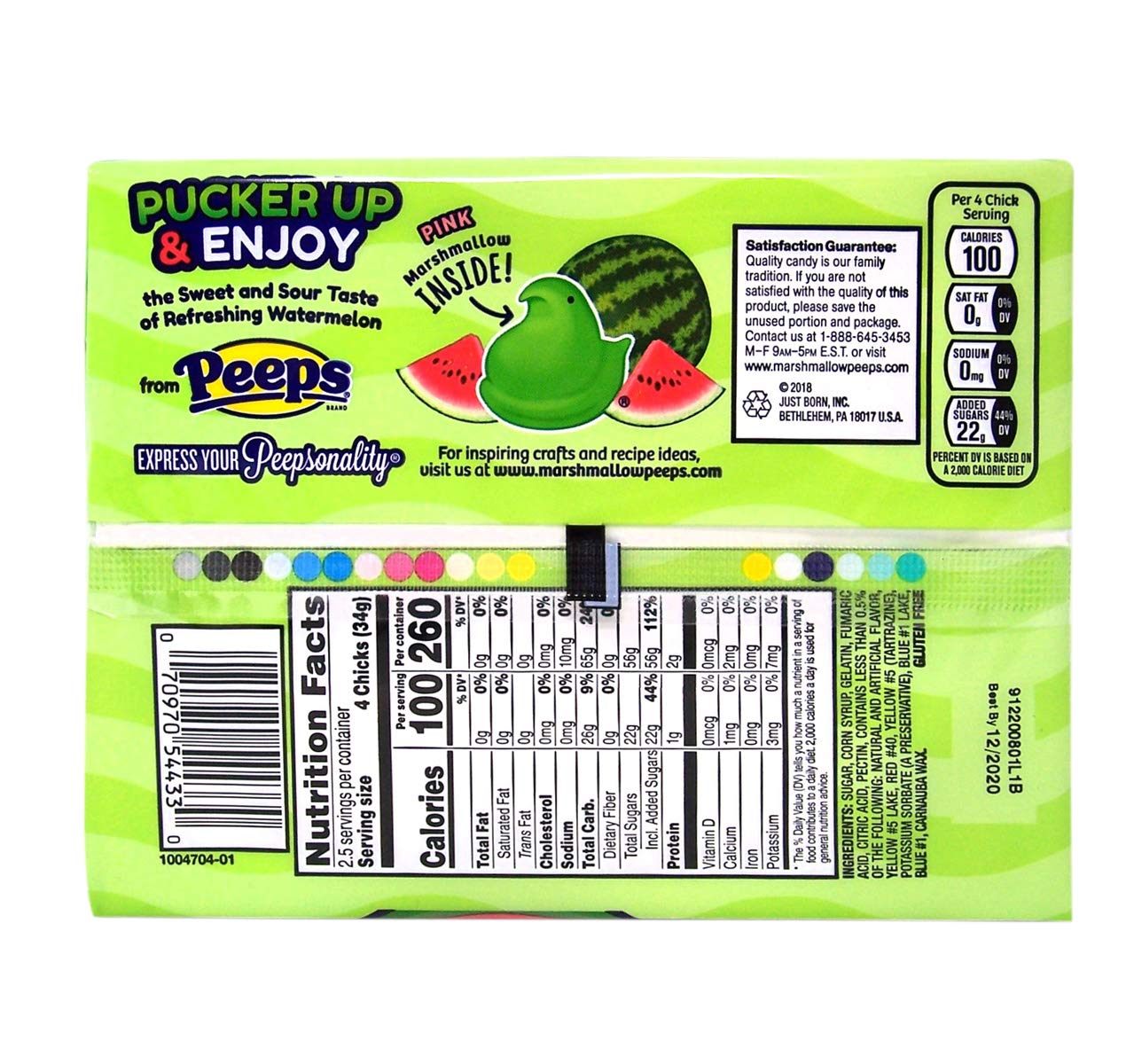 Pack Of 4 Peeps Sour Watermelon Easter Sugar And Marshmallow Candy Treats 10 Peeps Per Pack