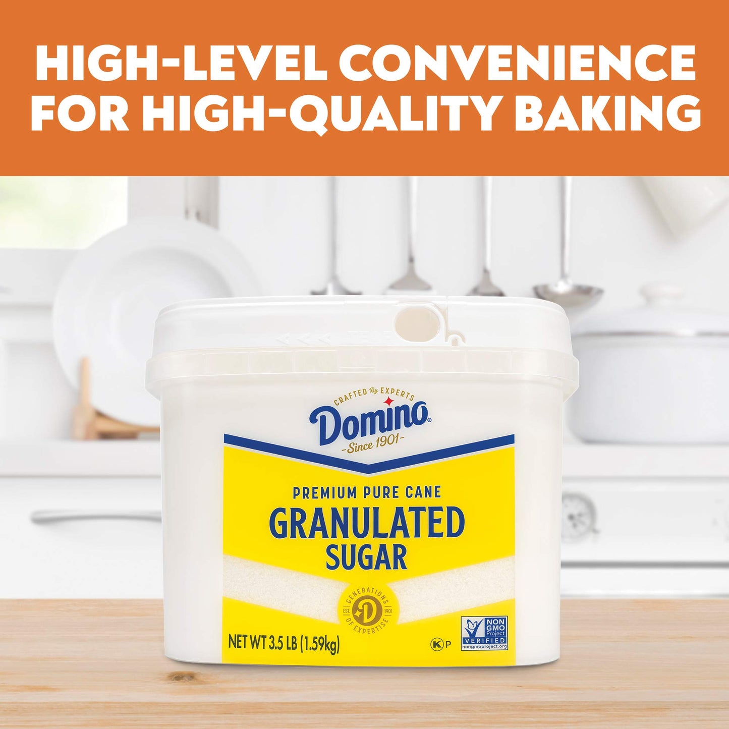 Domino Premium Pure Cane Granulated Sugar, 56 Ounce Baking Tub