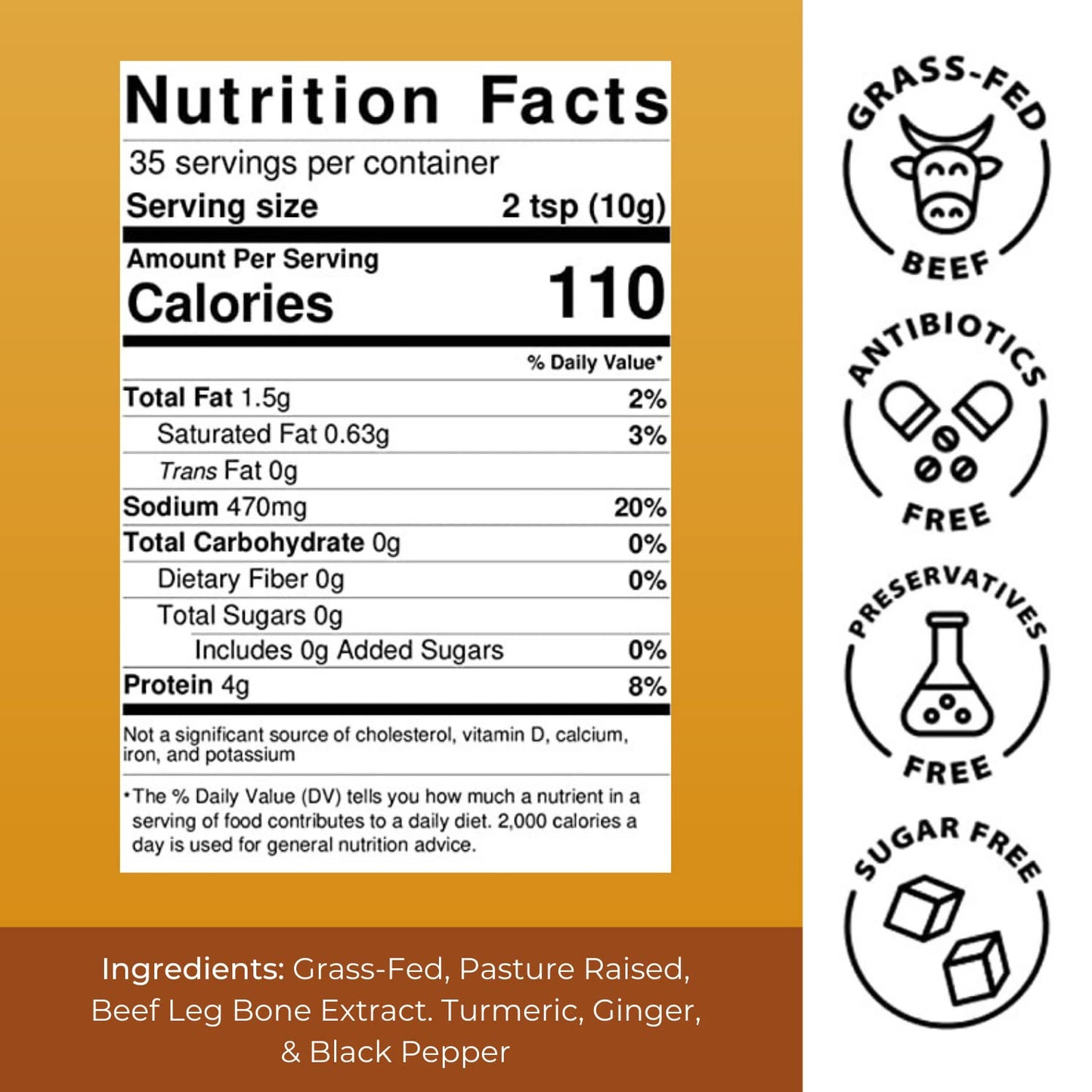Best Bone Broth BEEF BONE BROTH CONCENTRATE, Turmeric Flavor, 12.34 Ounce, Grass Fed, 35 Servings, Keto & Paleo Friendly