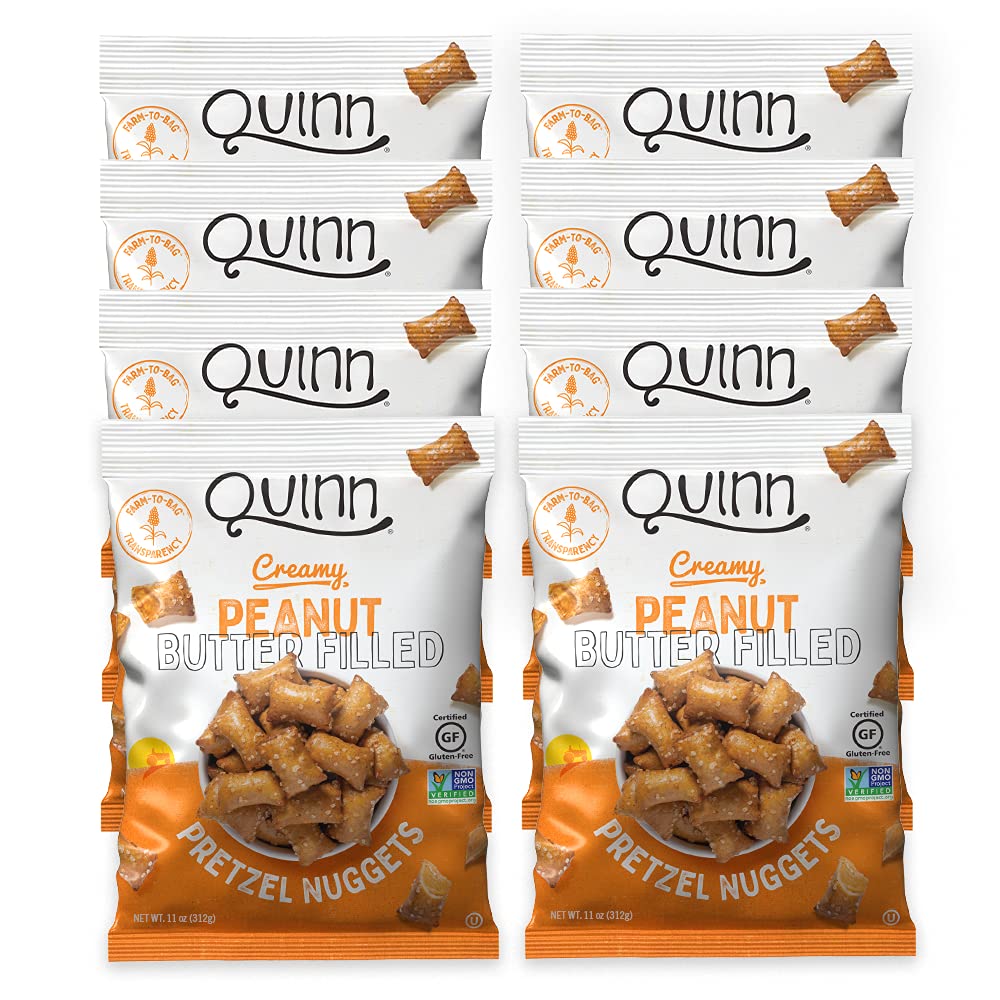 Quinn Peanut Butter Filled Pretzel Nuggets, Gluten Free, Corn, Soy, Dairy Free & Vegan Friendly, Non-Gmo, Family Size 11 Oz - 8