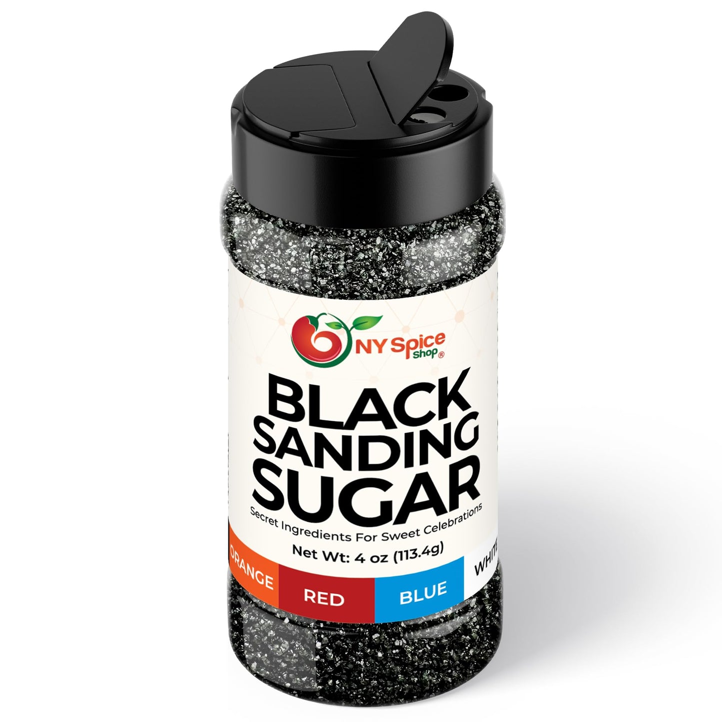 Ny Spice Shop Black Sanding Sugar For Memorial Day - 4 Ounce Sweet Colorful Edible Sprinkles For Candy Dish - Chocolate Sprinkle