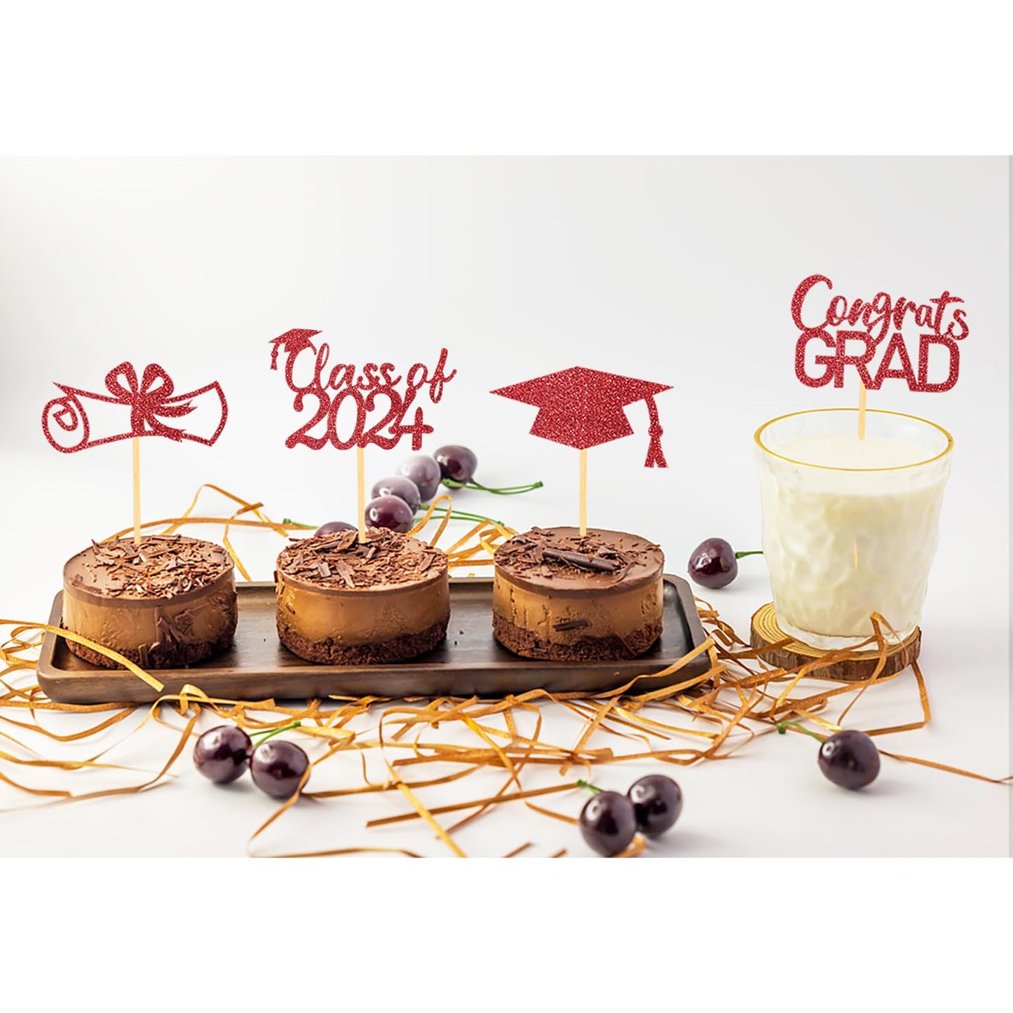 2024 Graduation Cupcake Toppers, Class Of 2024 Cupcake Toppers For Graduation Decorations, Congrats Grad Graduation Cake Decorat