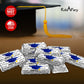 60 Graduation Cap Party Class Of 2026 Miniatures Candy Bar Wrapper, (Set Of 60) Mini Candy Chocolate Bar Stickers, Labels, Candy Not Included, Color Blue. Made In Usa