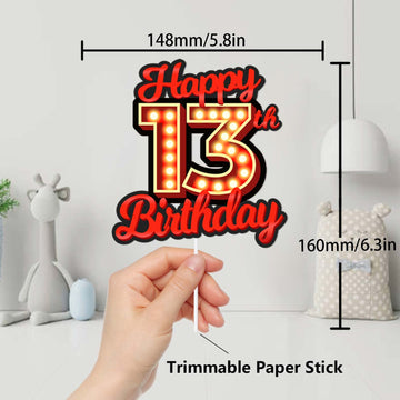 Happy 13Th Birthday Cake Topper Fluorescent Flashing Night Out Hen Movie Nightclub Theme Decor Supplies Woman Man Happy Birthday