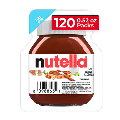 Nutella Hazelnut Spread Single Serve Mini Cups, 120 Packs, Baking Supplies, Great For Restaurants And Bakeries, 62.4 Oz Total