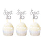 Ercadio Silver Sweet 16 Cupcake Toppers Glitter Age Sixteen Cupcake Picks 16Th Birthday Party Cake Decorations Supplies 24 Pcs