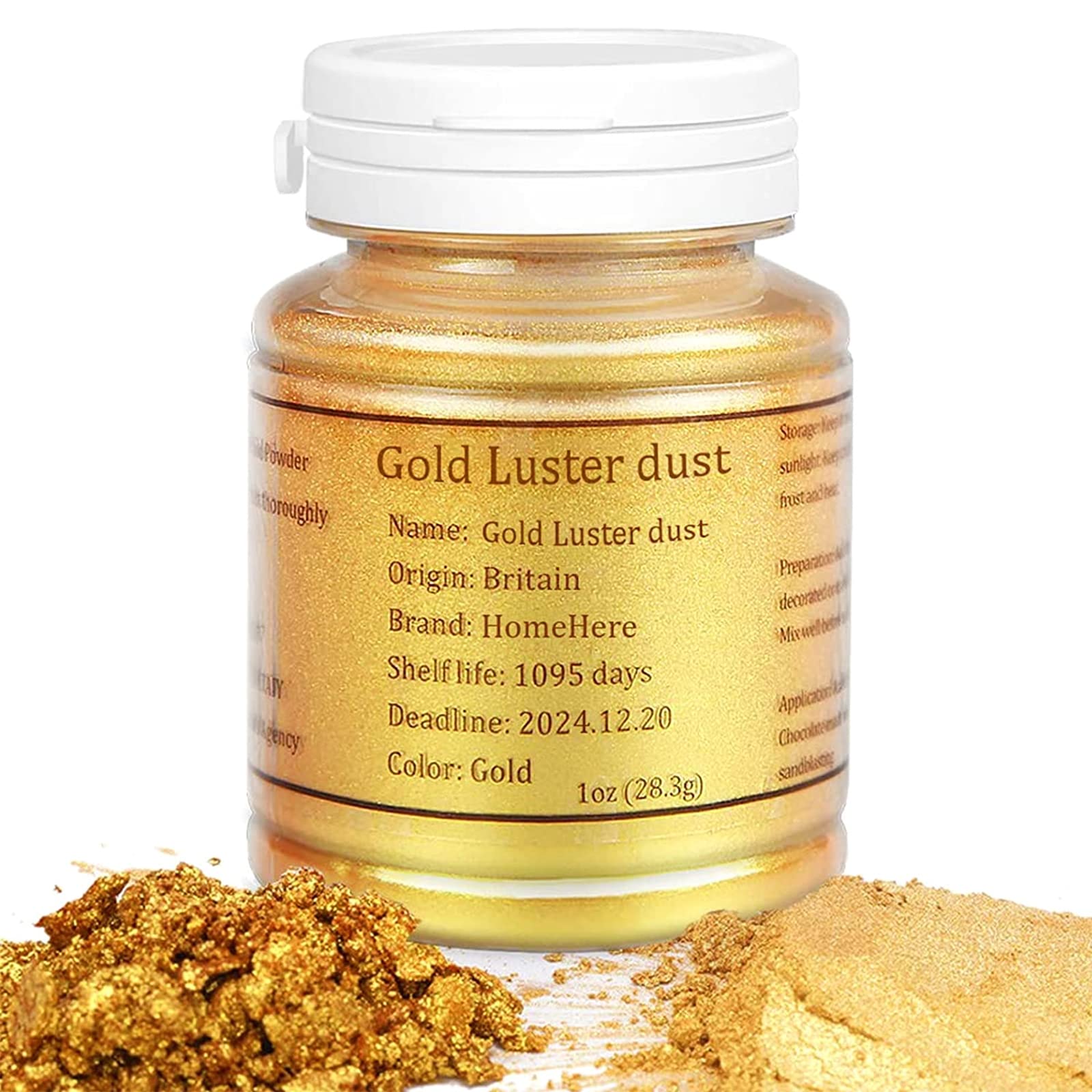 HomeHere Edible Cake Dust, Golden Luster Powder, 1oz/28.3g, Perfect for Baking and Decorating