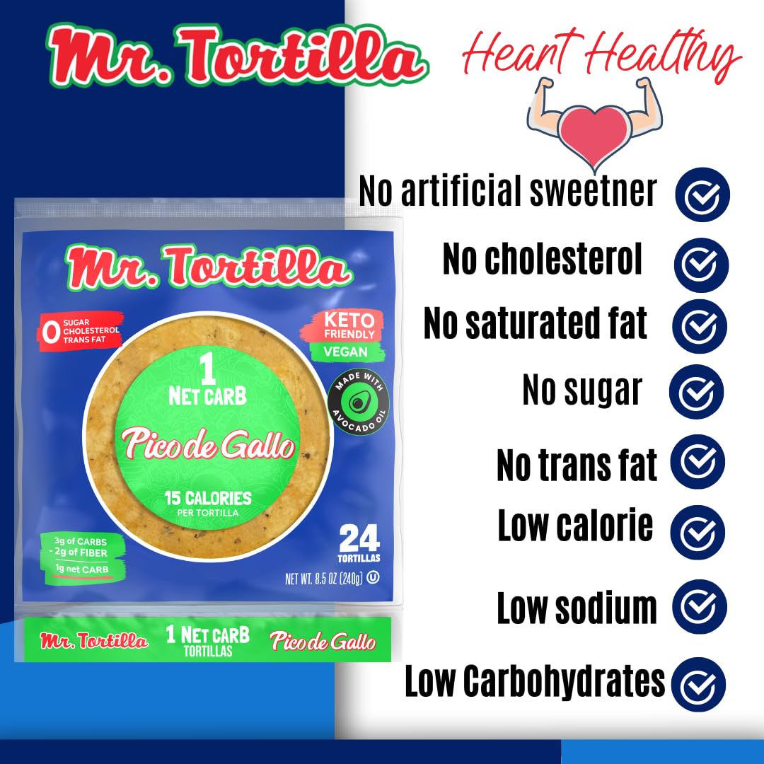 Mr. Tortilla Low Carb Keto Taco Shells, Vegan, 1 Net Carb, 15 Calories, 96 Count