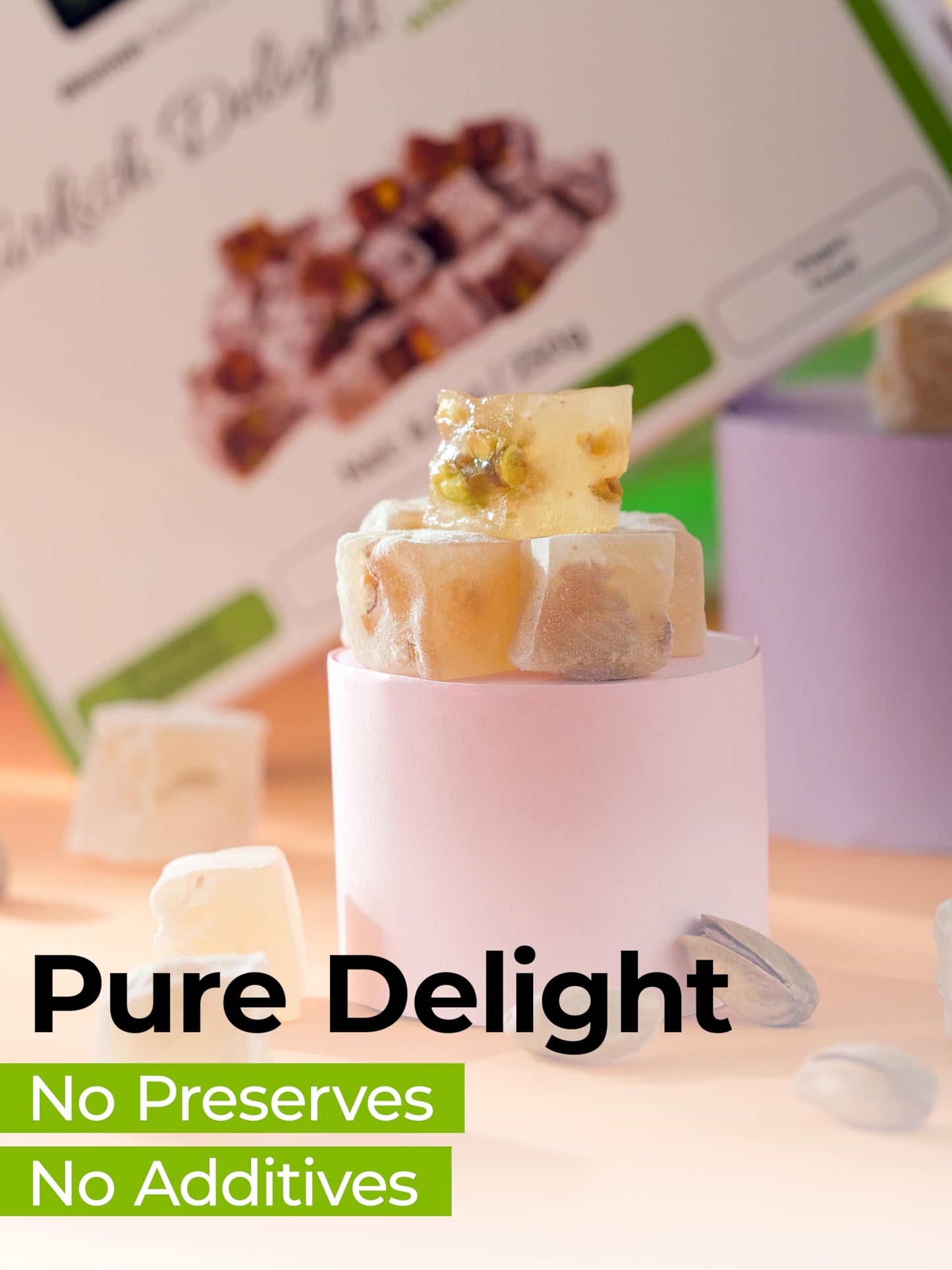Zyra Turkish Delight With Pistachio - 8.8Oz - Woman Owned Brand - Luxury With Roasted Pistachio - Authentic Enhanced Lokum Confectionery - Gifts For Everyone