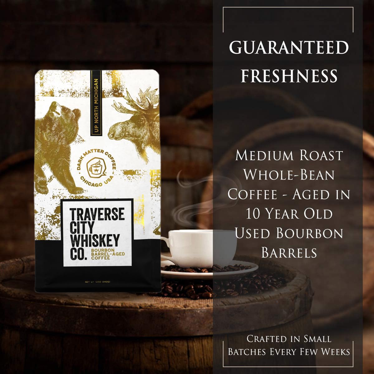 Traverse City spirit-inspired flavor Co. Barrel Aged Coffee, Stillhouse Blend, Medium Roast, 12oz