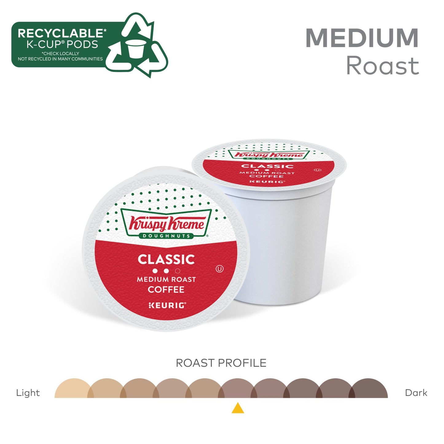 Krispy Kreme Classic Keurig Single-Serve K-Cup Pods, Medium Roast Coffee, 60 Count (6 Packs Of 10)
