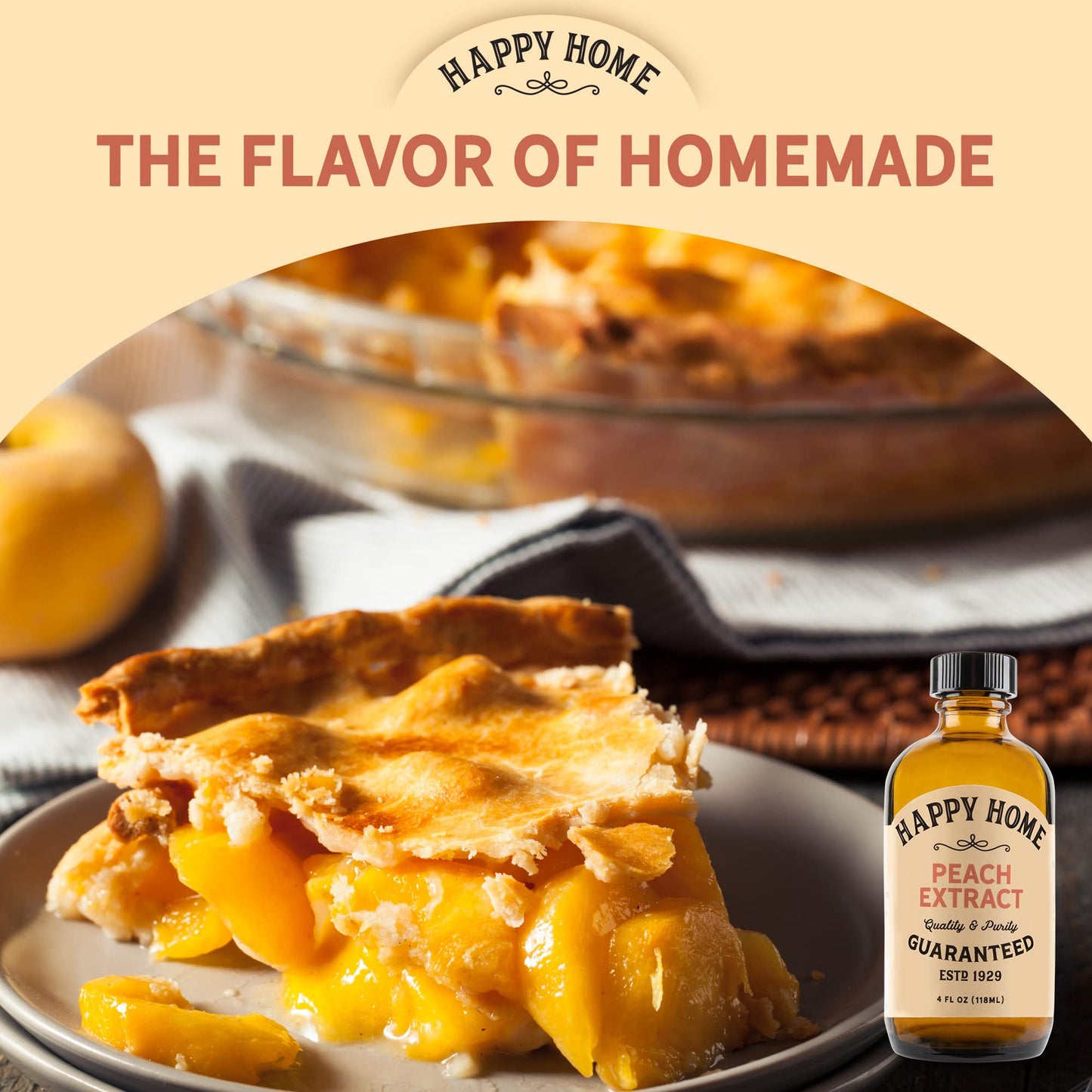 Happy Home Natural Peach Flavor - Certified Kosher - 4 Fl Oz