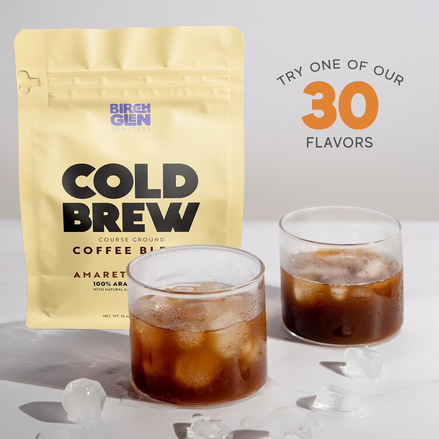 1 Lb Raspberry Linzer Cookie Flavored Cold Brew Coffee Blend, Coarse Ground Colombian - Birch Glen Roasters - 16 Oz Resealable B