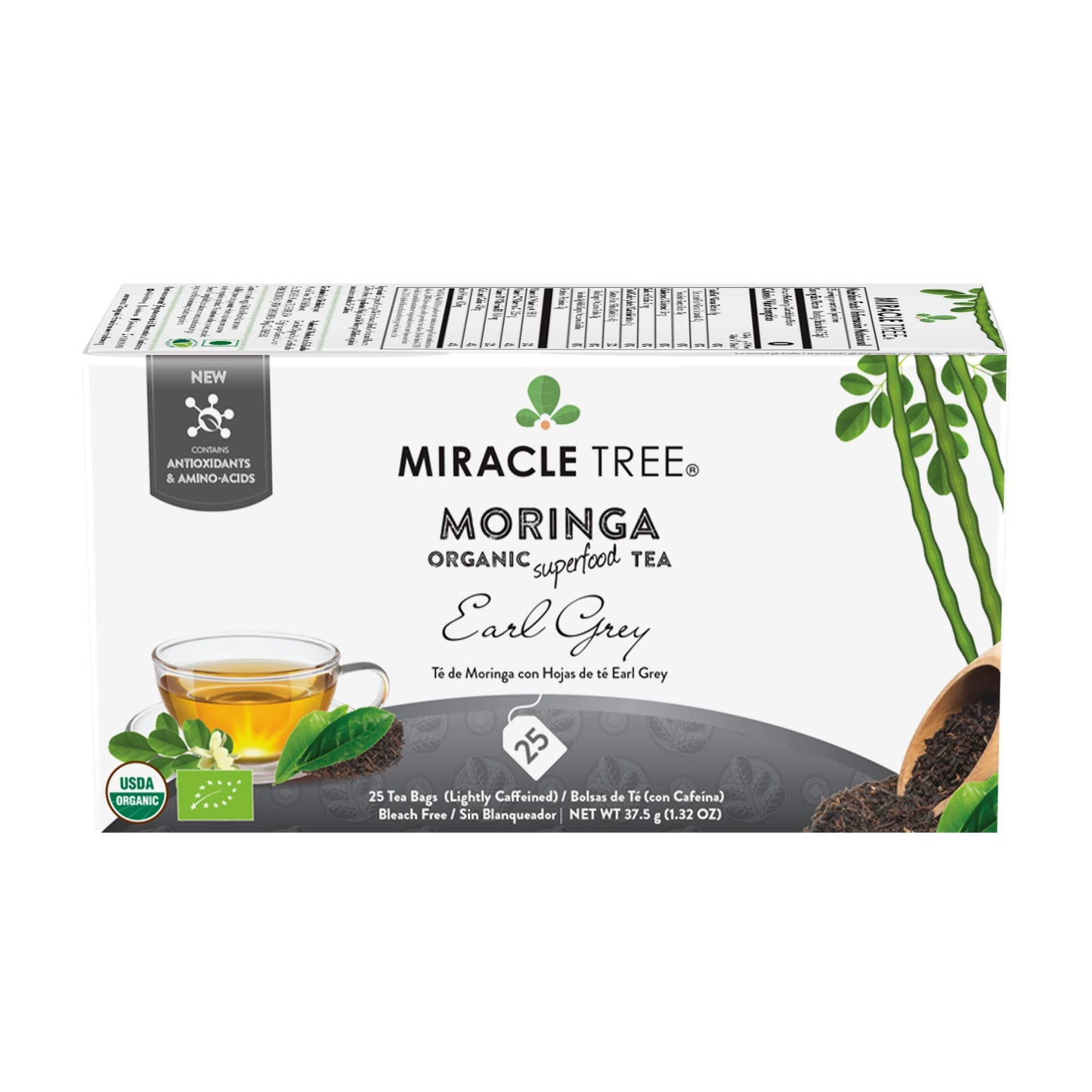 Miracle Tree - 6 Count Of Organic Moringa Superfood Tea, 25 Individually Sealed Tea Bags, Earl Grey (Keto, Detox, Energy/Immunit