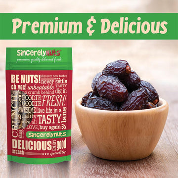 Sincerely Nuts Large Unsweetened Medjool Dates, 1Lb - Fresh, No Sugar Added Date Fruit Snack - Unsulfured Medjools with Rich Nat