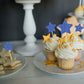 Gyufise 42Pcs Mixed Size Deep Blue Little Star Cupcake Toppers Glitter Twinkle Star Cupcake Picks For Wedding Engagement Bridal