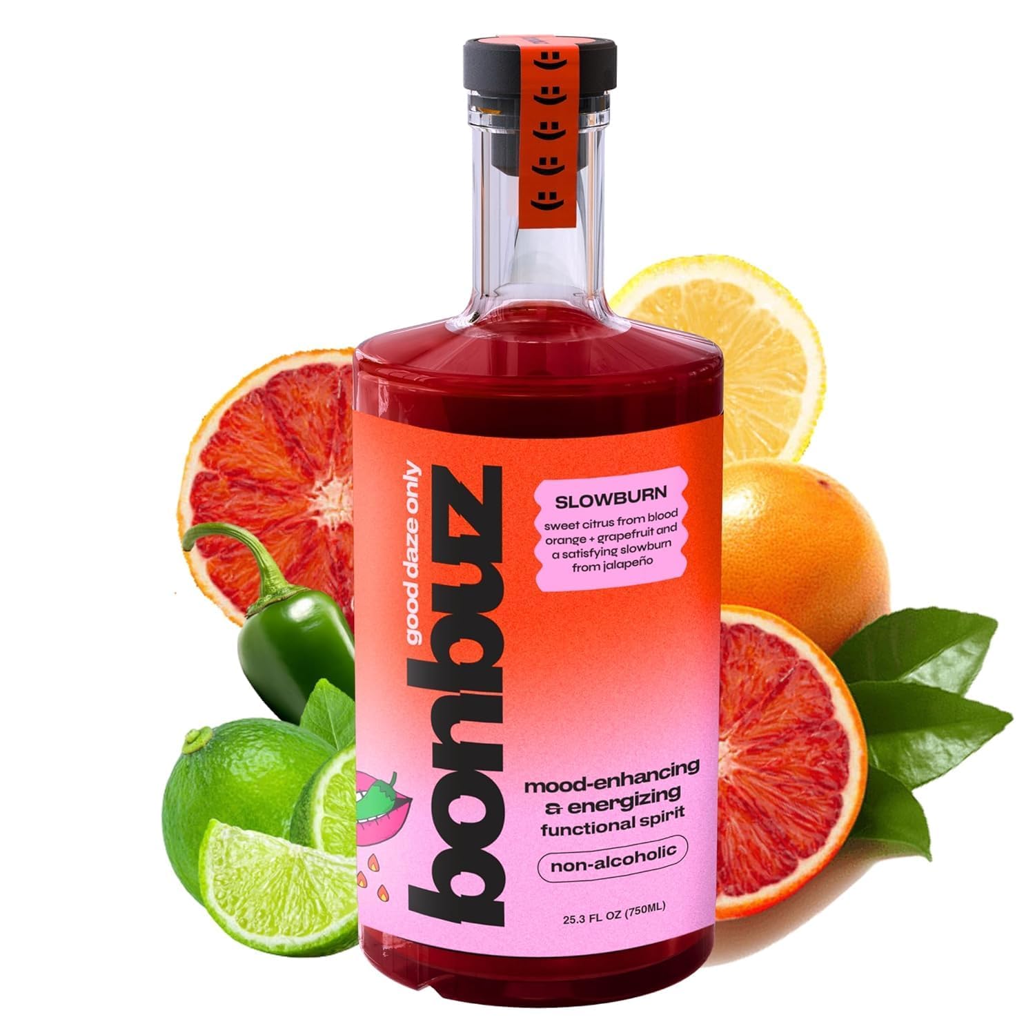 Bonbuz Non-Alcoholic Spirit - Functional Mocktail Mixer with Nootropics & Adaptogens - 750ml, Sugar-Free, Low-Calorie, Keto-Friendly